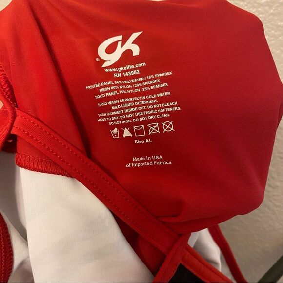 GK elite gymnastics red racer back Power Athlete Workout Leotard LA-Large adult - Picture 5 of 8